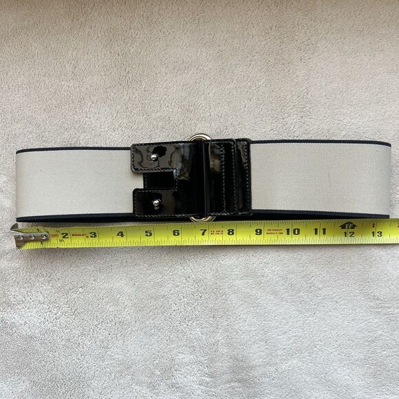 Sonia By Sonia Rykiel Tan Stretch Belt Black  Patent Leather  & Silver Clasp‎ OS main image 5